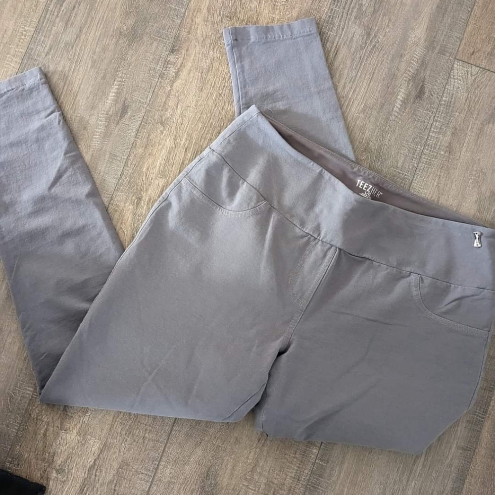 TeezHer gray purple leggings pants L DYT Type 2 T2